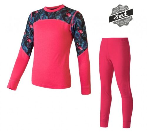 komplet dětský SENSOR MERINO IMPRESS set magenta/floral